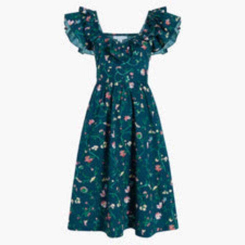 Hill House The Ava Dress - Moody Floral Poplin - XXS